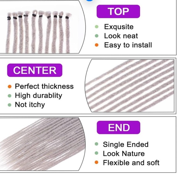 ZRQ Grey Synthetic Dreadlocks Crochet Dreads Boho Style Fake Dreads Synthetic - Picture 6 of 9